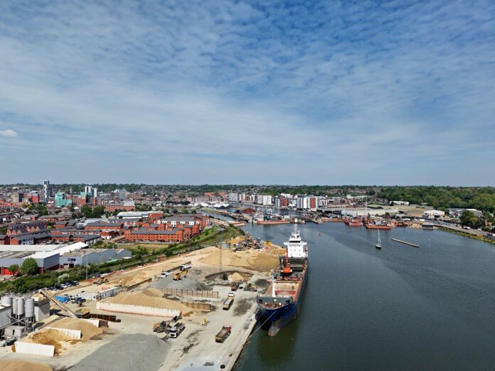Aerial view of the West Bank of ABP’s Port of Ipswich