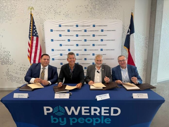 Secretary Duffy and MARAD Administrator Carmel were joined by Port of Corpus Christi CEO Kent Britton and Commission Chairman Gabe Guerra for the MOU signing