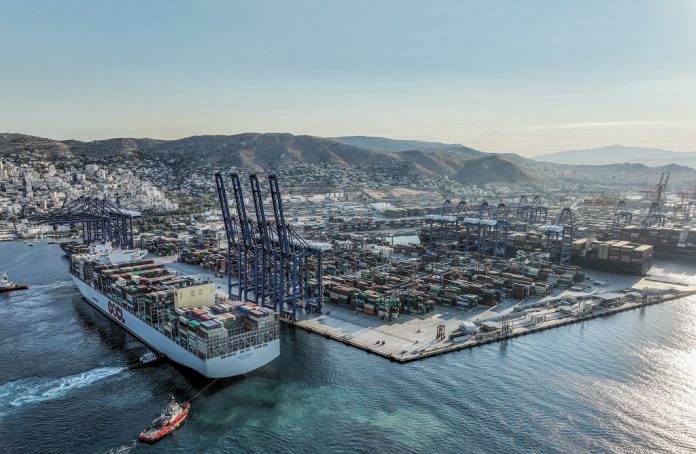 OOCL Piraeus at Port of Piraeus