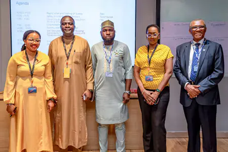 L–R: Sales Operations Manager, APM Terminals Apapa, Chinenye Nwamara; Head of Commercial, APM Terminals Apapa, Kayode Olufemi-Daniel; Director, Allround Cargo Company Ltd, Adekoya Lateef; Customer Experience Consultant, Maersk Nigeria, Afoke Masheni; and Lagos Business School faculty member, Prof. Frank Ojadi, at the third APM Terminals Apapa Exporters Forum, held at the Lagos Port Complex, Apapa, on Wednesday.