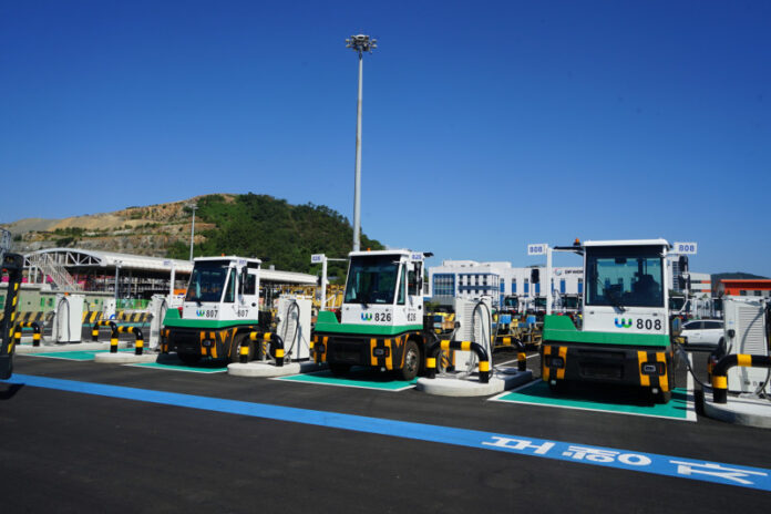 DP World has deployed 55 electric yard tractors at its Busan terminal in South Korea, replacing LNG-powered vehicles.